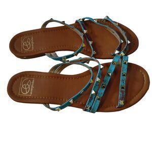 Everglades Women's Size 10 Strappy Studded Flat Slip On Sandals Boho Beach